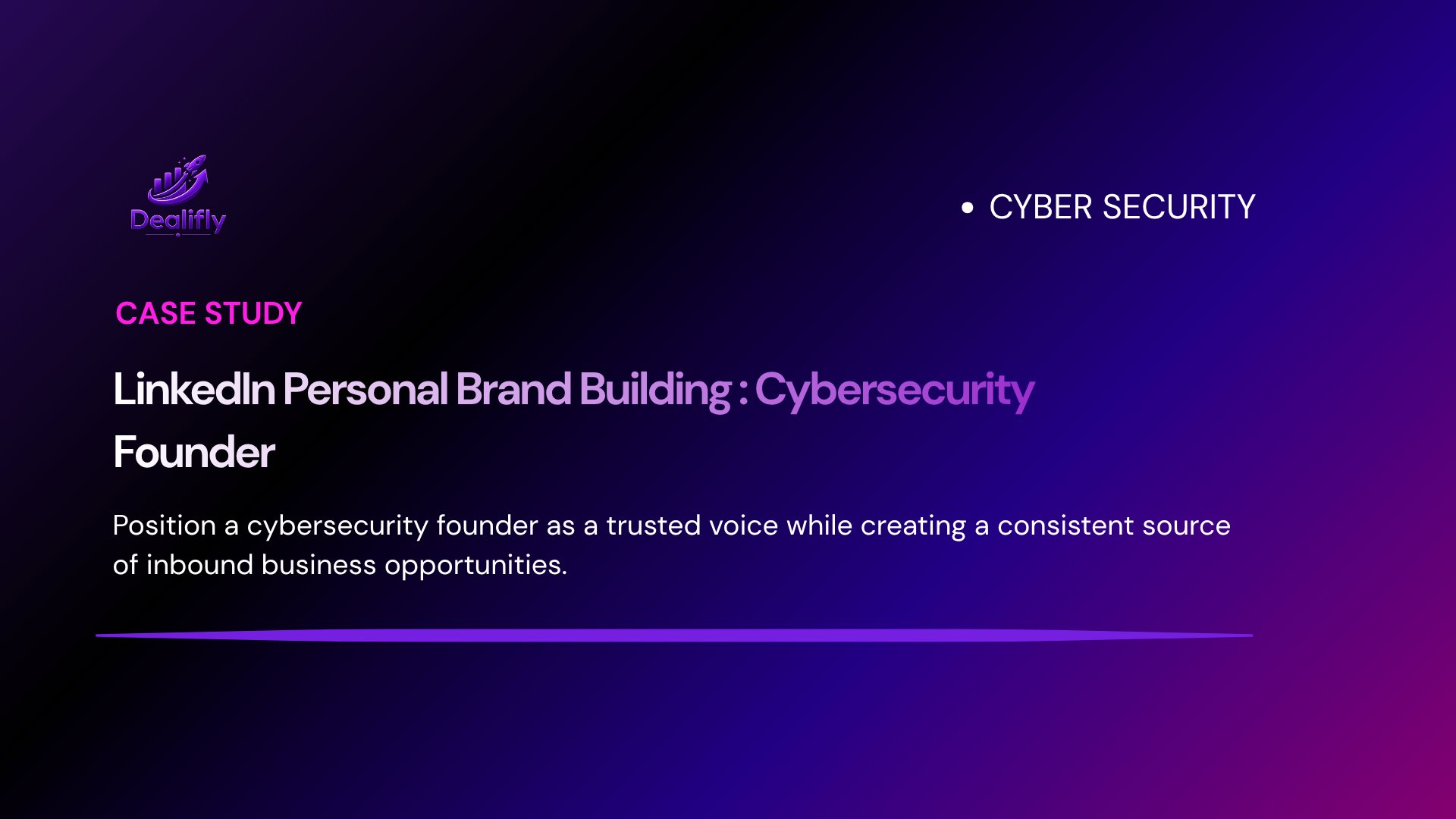 Dealifly case study cover for LinkedIn personal brand building for a cybersecurity founder