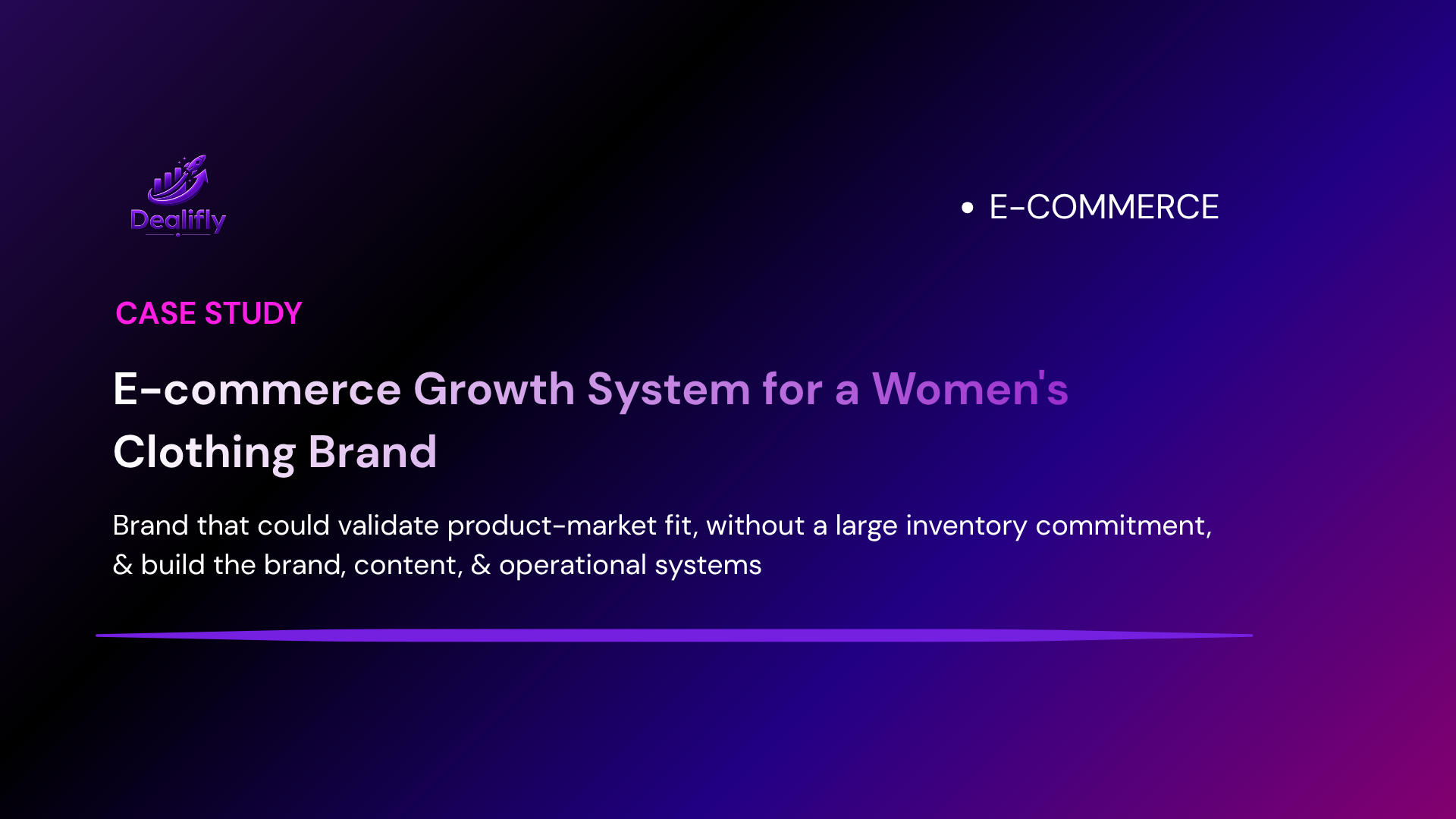 Dealifly case study cover for an end-to-end e-commerce growth system for a women's clothing brand